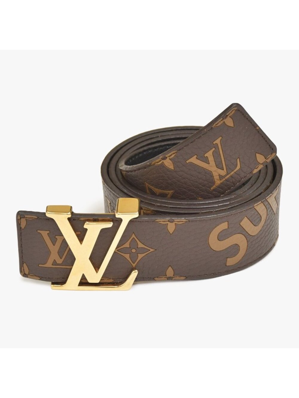 Louis Vuitton Supreme Ceinture LV Belt 90/36 Brown Gold